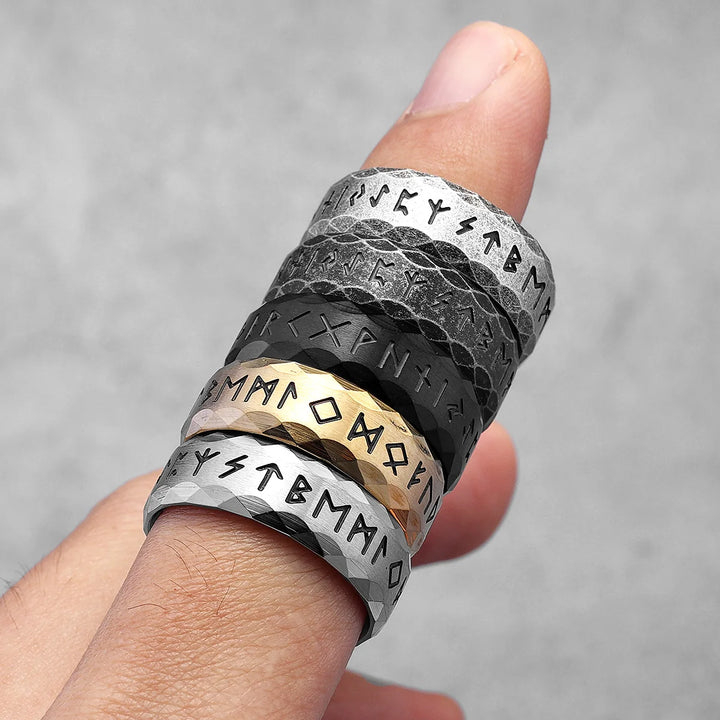 Chiselled Edge Viking Rune Ring | Norse Jewellery