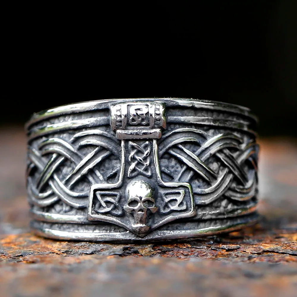 Viking Ring - Mjolnir Skull