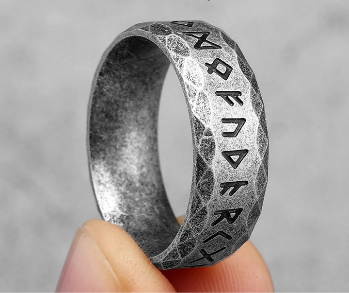 Chiselled Edge Viking Rune Ring | Norse Jewellery
