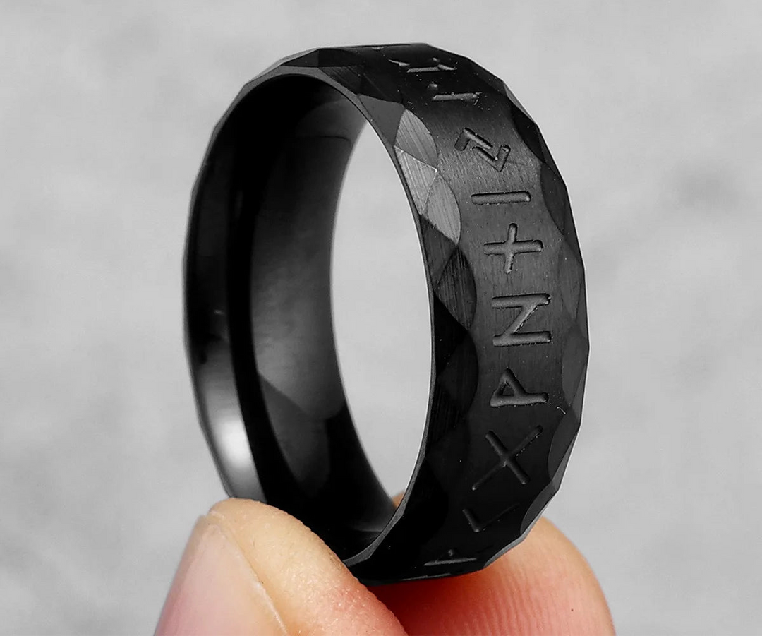 Chiselled Edge Viking Rune Ring | Norse Jewellery