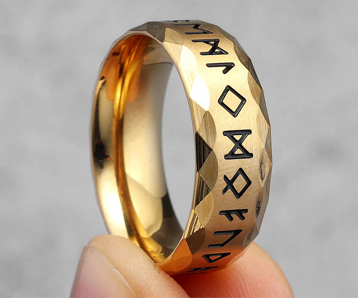 Chiselled Edge Viking Rune Ring | Norse Jewellery