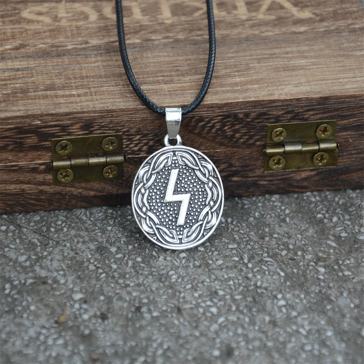 Norse Sowulo Rune Wheel of Power Necklace – Viking Talisman