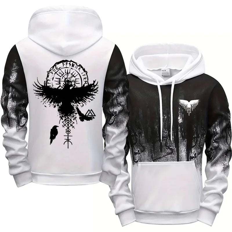 Vegvísir Raven Hoodie — Norse Viking Compass Pullover