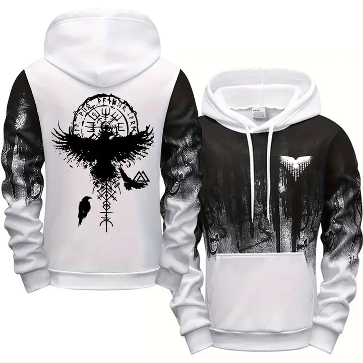 Vegvísir Raven Hoodie — Norse Viking Compass Pullover