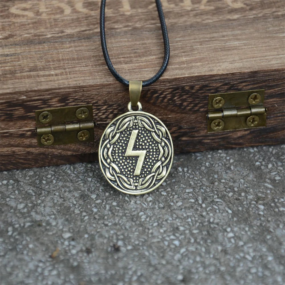 Norse Sowulo Rune Wheel of Power Necklace – Viking Talisman