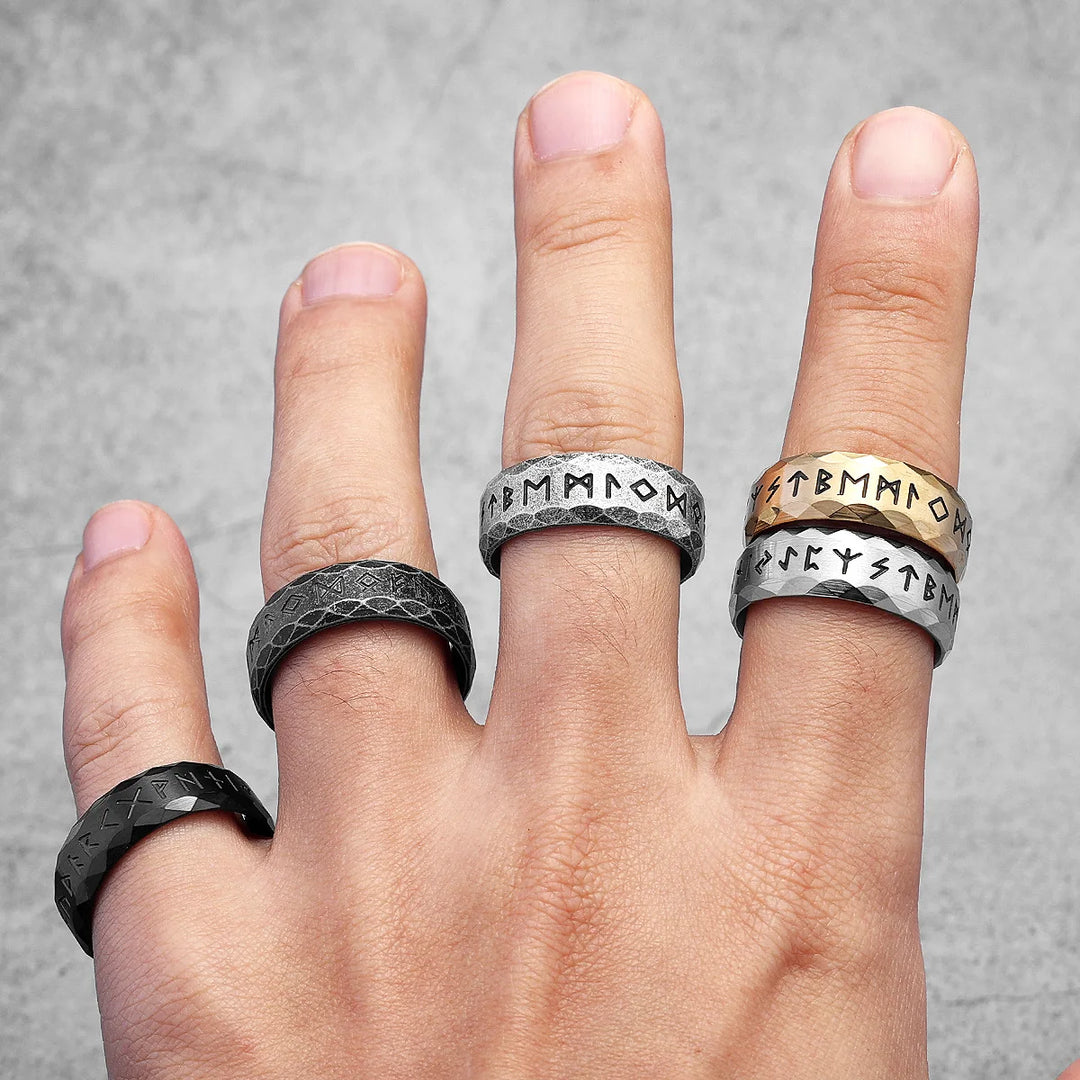 Chiselled Edge Viking Rune Ring | Norse Jewellery