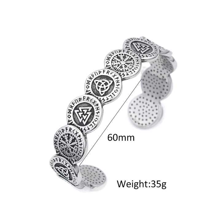 Viking Symbol and Runes Coin Bracelet - Stainless Steel Jewellery