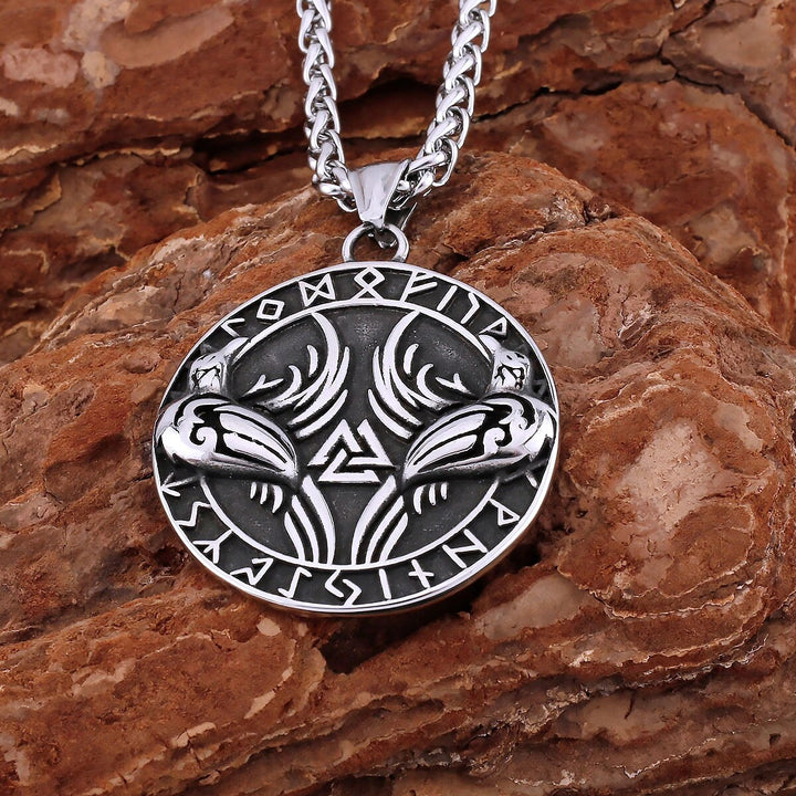 Viking Necklace - Huginn & Muninn Valknut