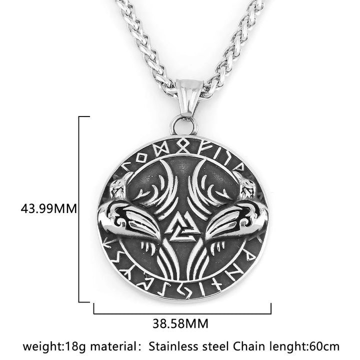 Viking Necklace - Huginn & Muninn Valknut