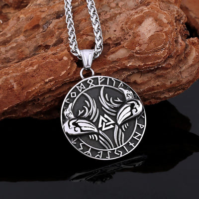 Viking Necklace - Huginn & Muninn Valknut