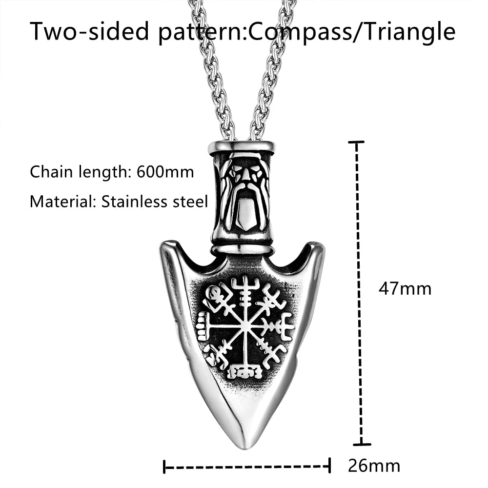 Viking Necklace - Odin's Spear With Vegvisir Symbol