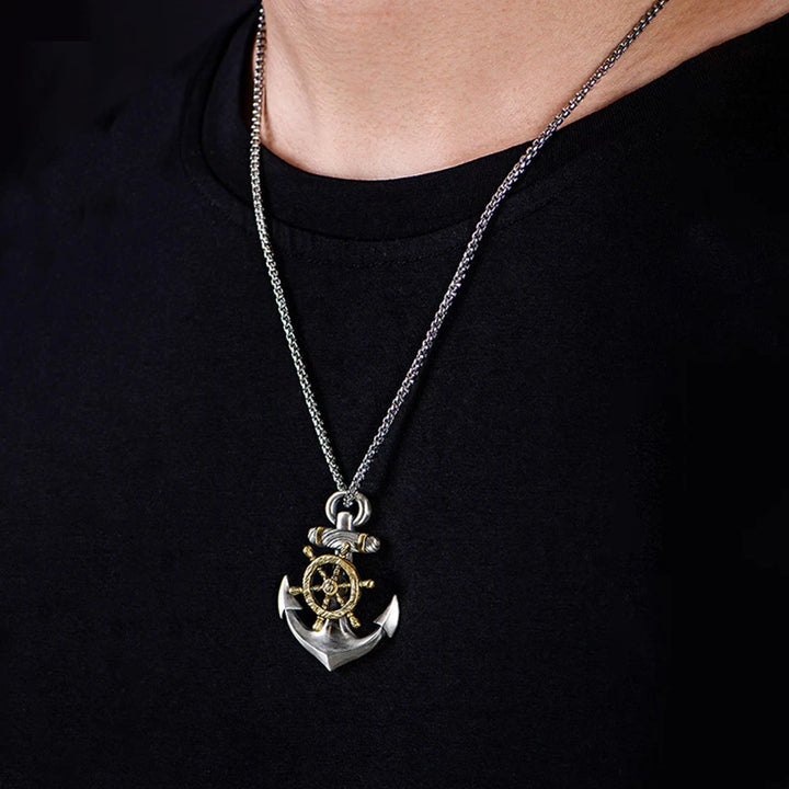 Viking Necklace - Nordic Rudder Anchor Pendant