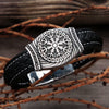 Viking Leather Bracelet - Aegishjalmur Runes