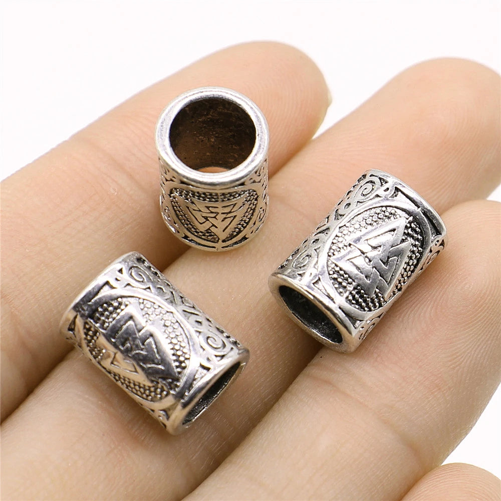 Viking Beard Bead With Valknut Symbol - 3Pcs