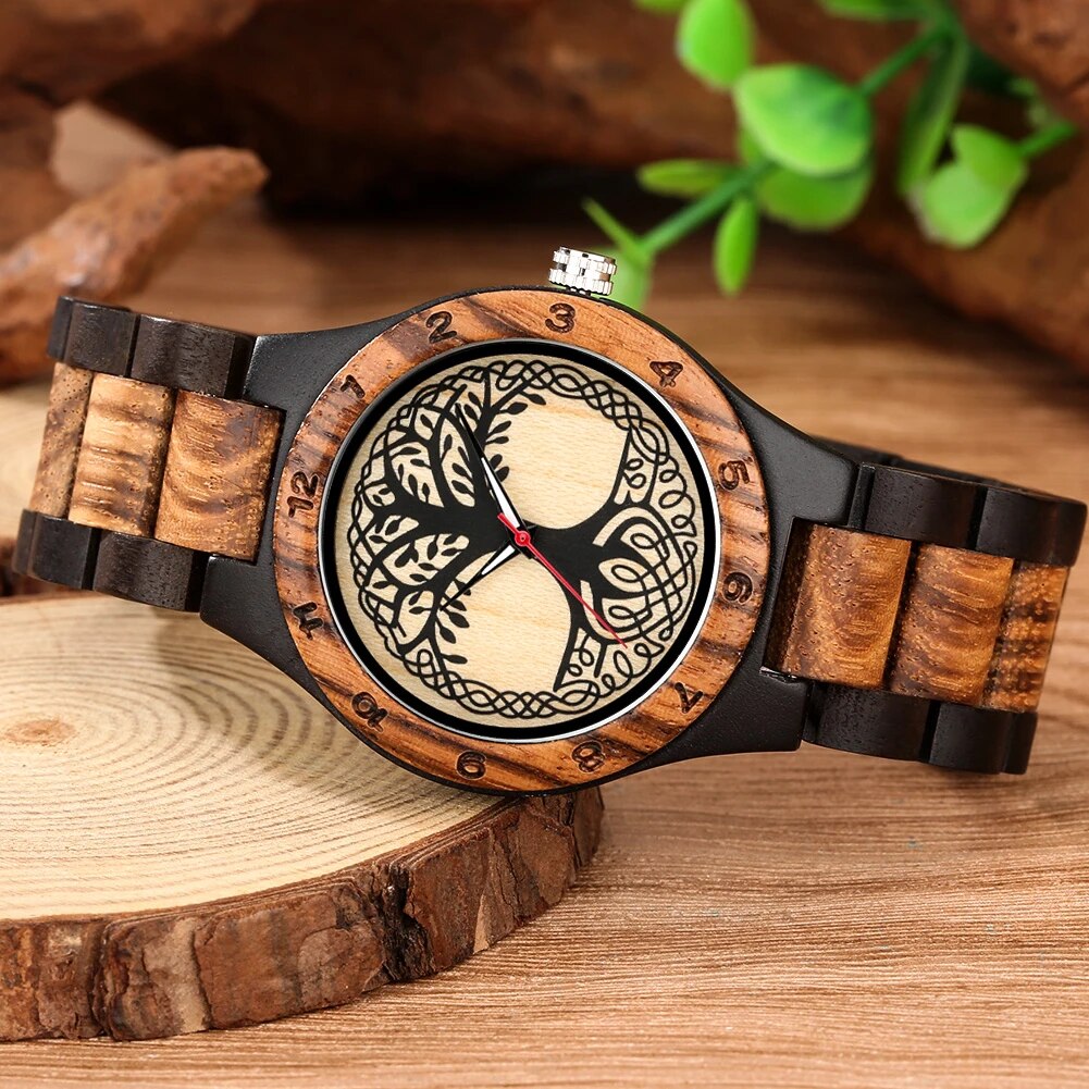 YGGDRASIL TREE OF LIFE WOODEN VIKING WATCH