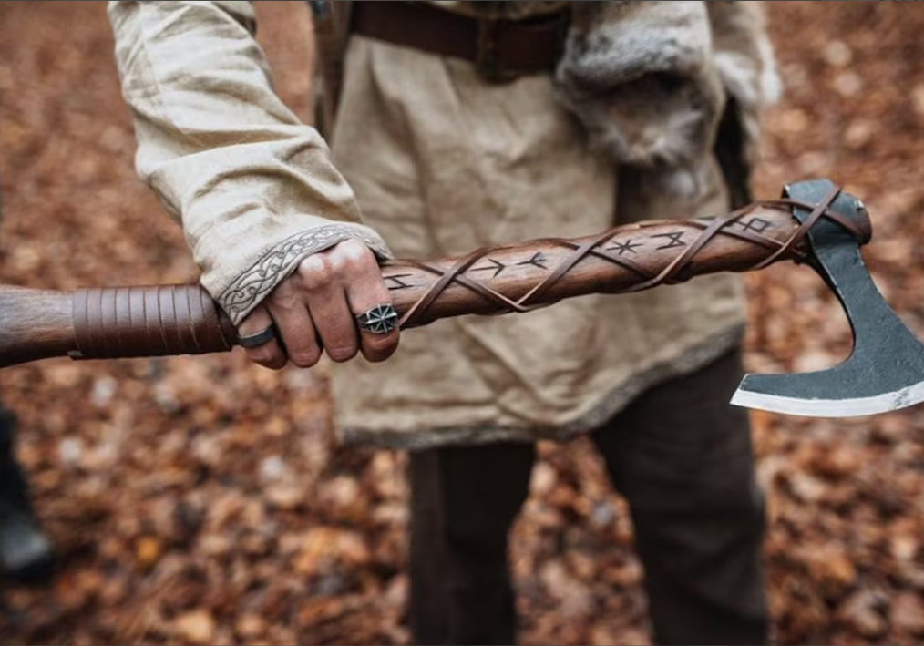 Rollo Viking Battle Axe With Nordic Runes