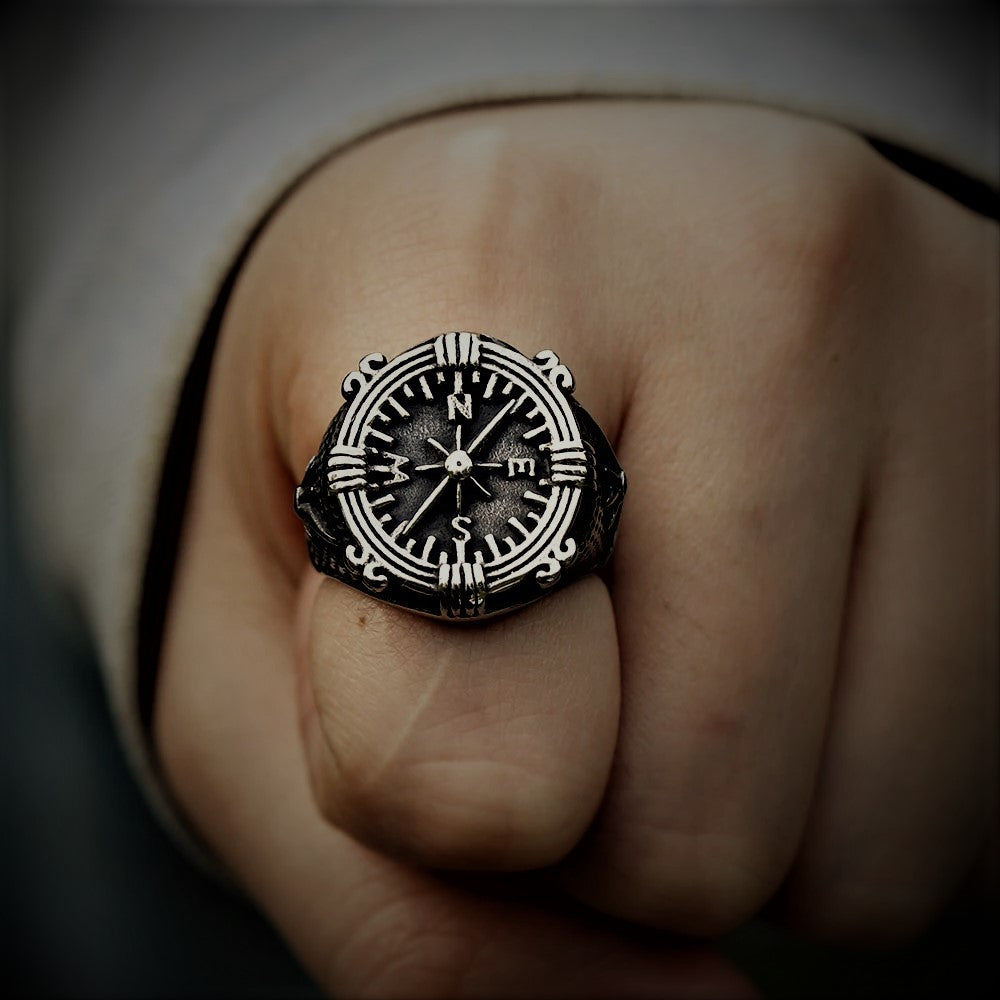 Embark on a Journey of Guidance with the Nordic Compass Viking Ring ...