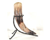 Custom Viking Drinking Horn with Iron Stand - Personalized Engravings