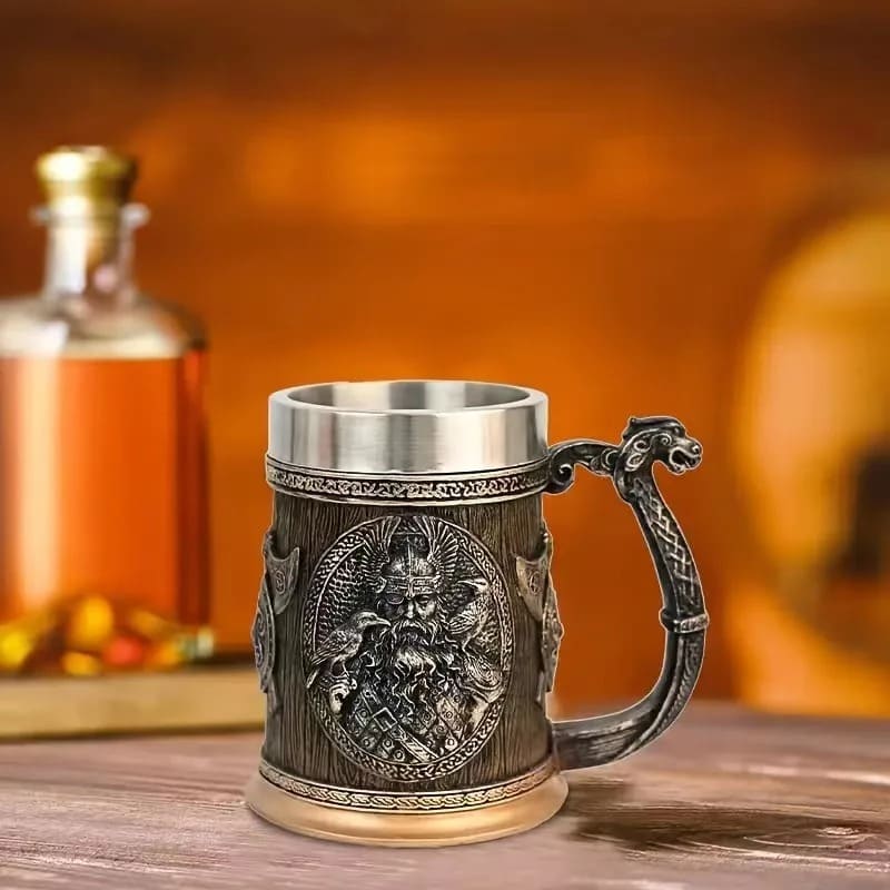 Norse Viking Beer Mug Featuring Odin