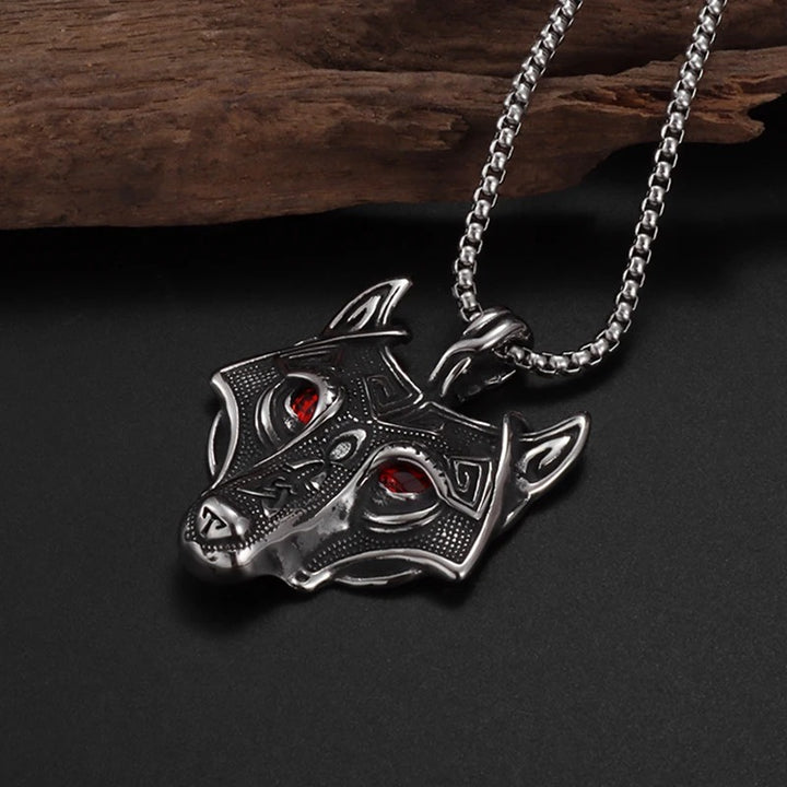 Fenrir's Fury: Viking Wolf Head Pendant Necklace