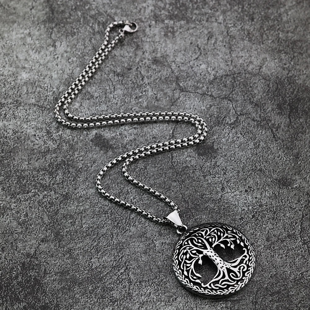 Tree Of Life Yggdrasil Pendant Necklace - 20" Silver Plated Chain, Handmade, Gift Bag Included