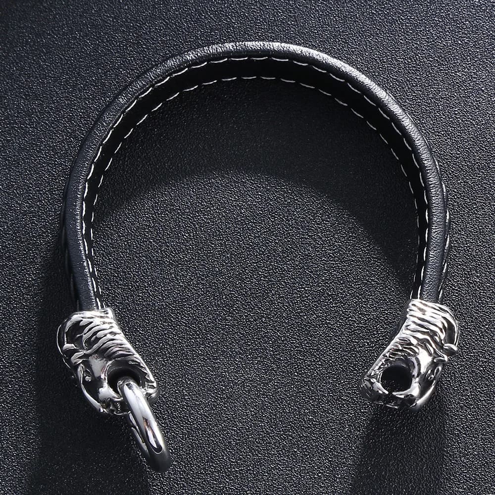 Viking Leather Bracelet - Fenrir Wolf