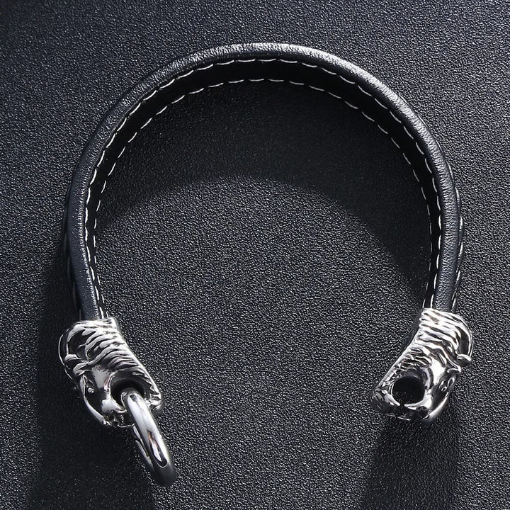 Viking Leather Bracelet - Fenrir Wolf