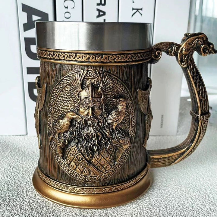 Norse Viking Beer Mug Featuring Odin