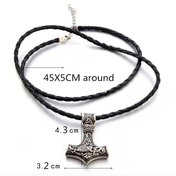Thor Hammer Necklace - Gold Dragon Knot