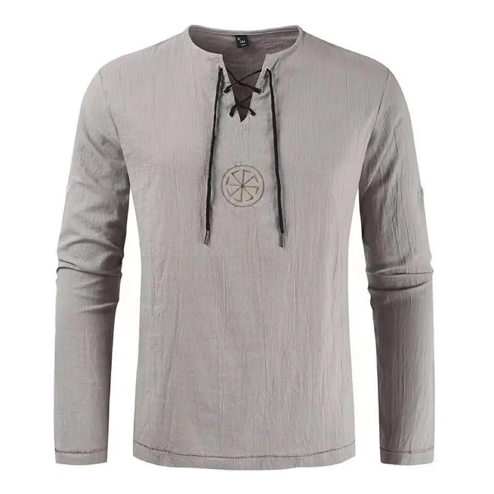 Long-sleeve Linen Medieval Viking Shirt