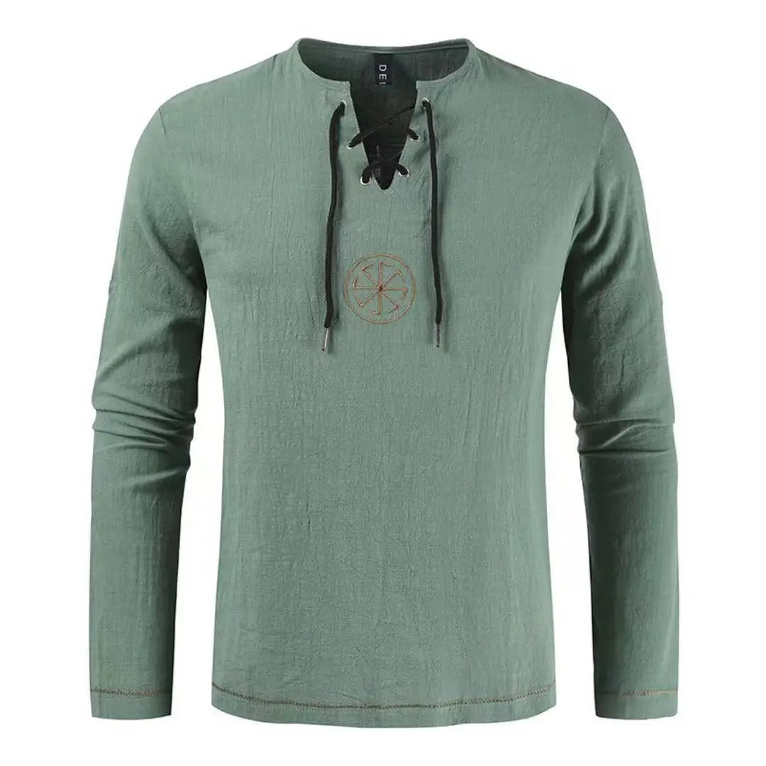 Long-sleeve Linen Medieval Viking Shirt