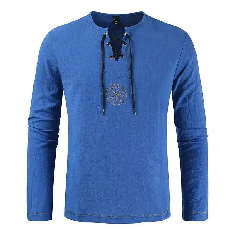 Long-sleeve Linen Medieval Viking Shirt