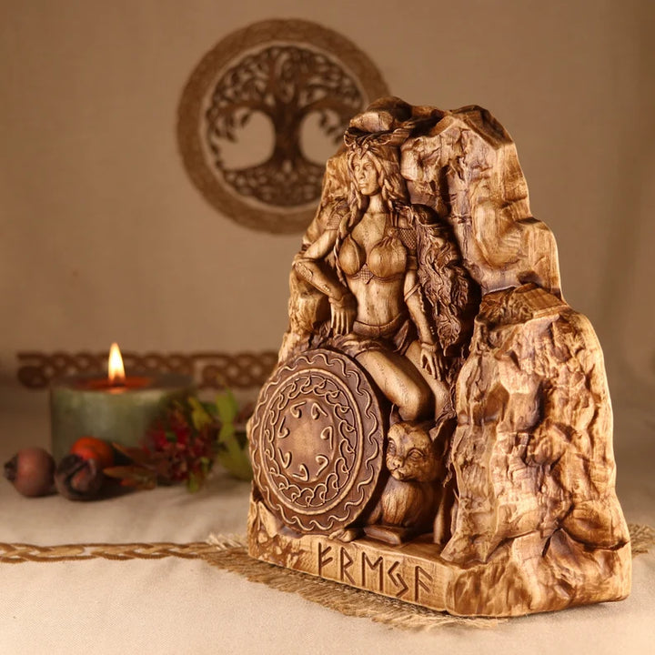 Handcrafted Wooden Statue- Viking Goddess Freya