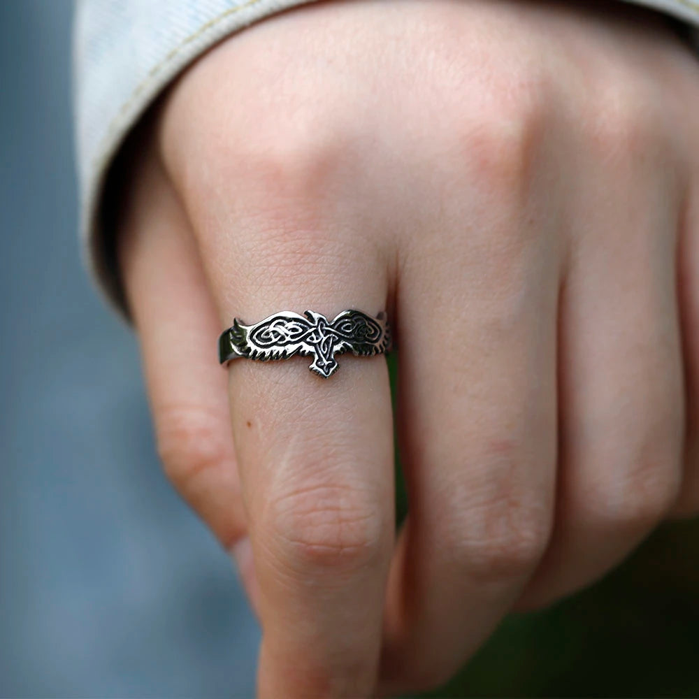 Viking Ring - Silver Odin's Raven