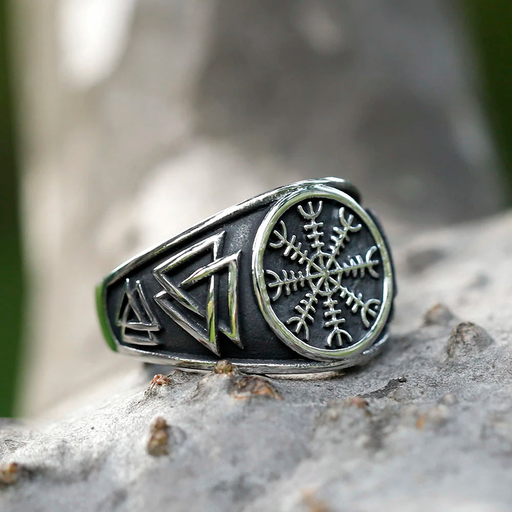 Viking Ring - Silver Aegishjalmur Knot