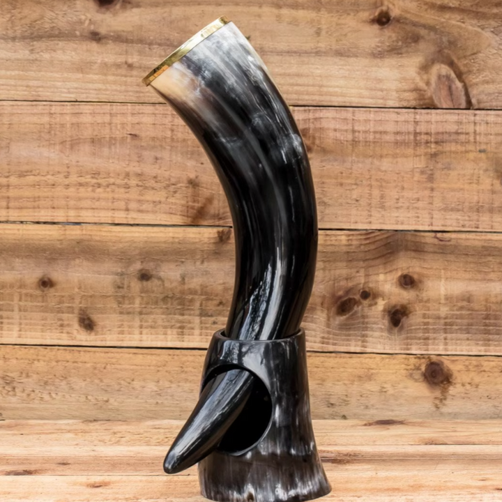 Premium Handcrafted Viking Drinking Horn with Stand