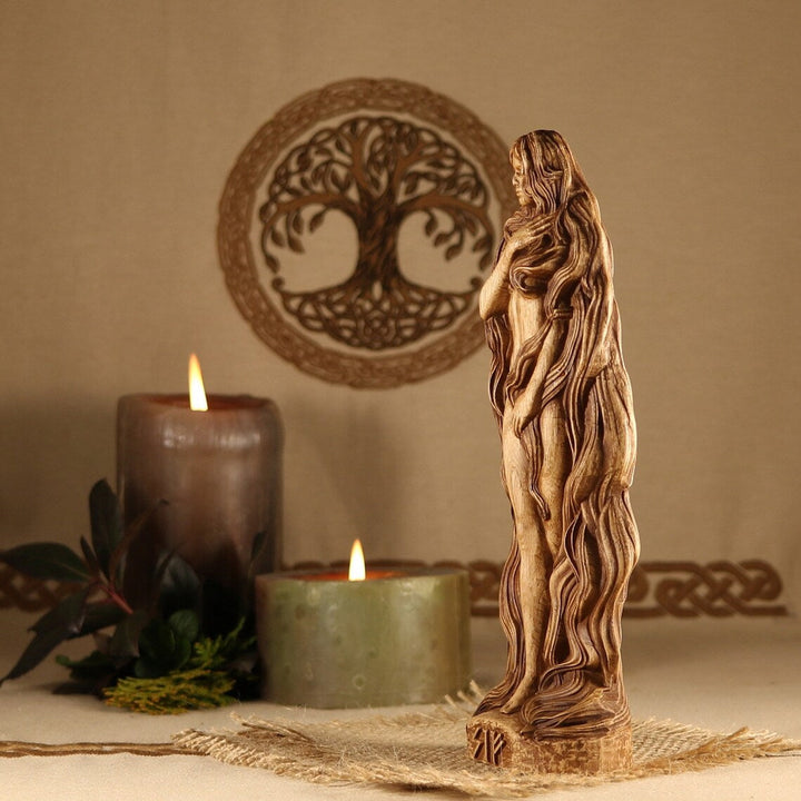 Sif, Norse Goddess Of Fertility Wooden Viking Statue