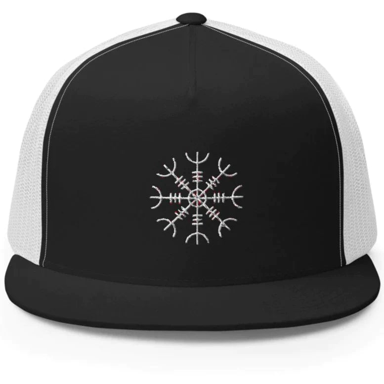 Viking Trucker Cap With Helm of Awe Symbol