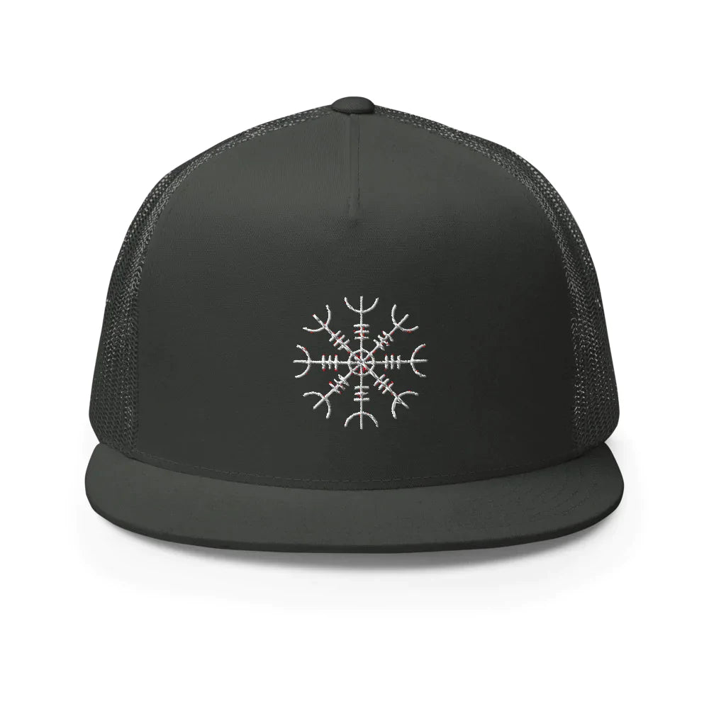 Viking Trucker Cap With Helm of Awe Symbol