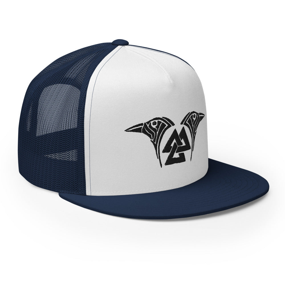 Viking Trucker Cap Featuring Valknut & Odin's Ravens