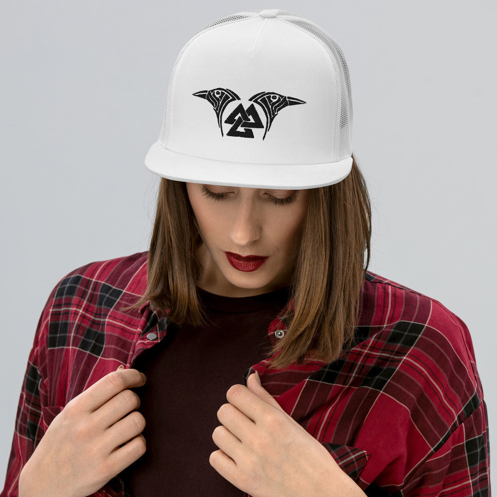 Viking Trucker Cap Featuring Valknut & Odin's Ravens