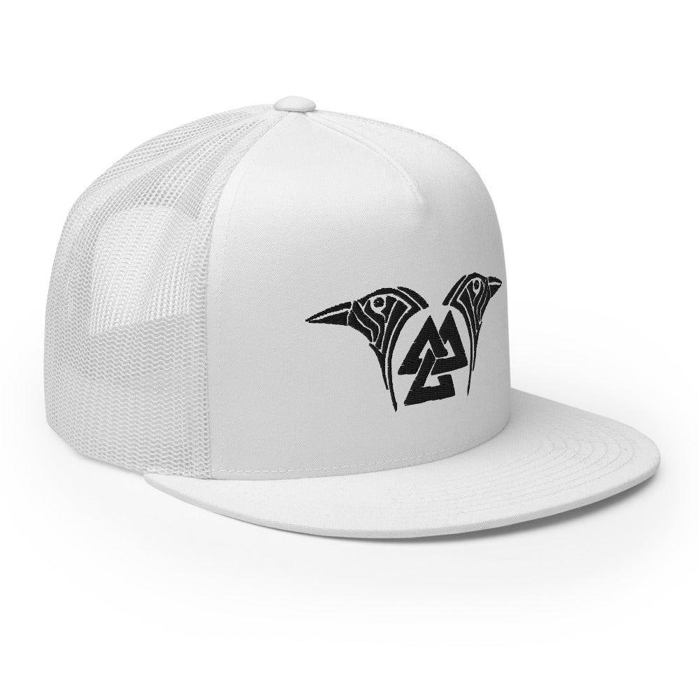 Viking Trucker Cap Featuring Valknut & Odin's Ravens