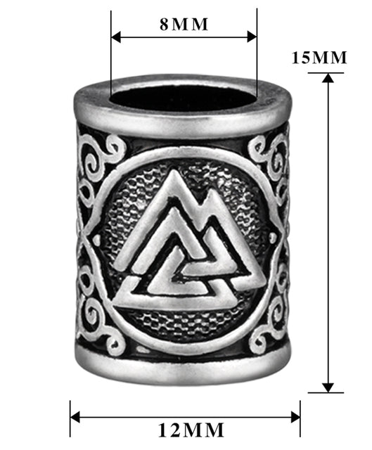 Viking Beard Bead With Valknut Symbol - 3Pcs