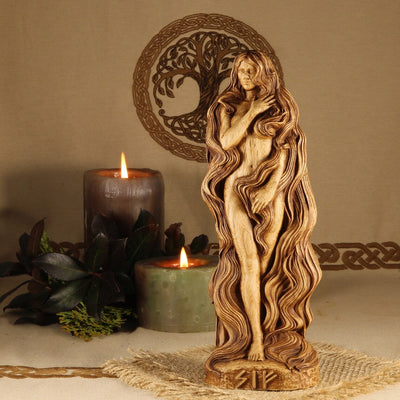 Sif, Norse Goddess Of Fertility Wooden Viking Statue