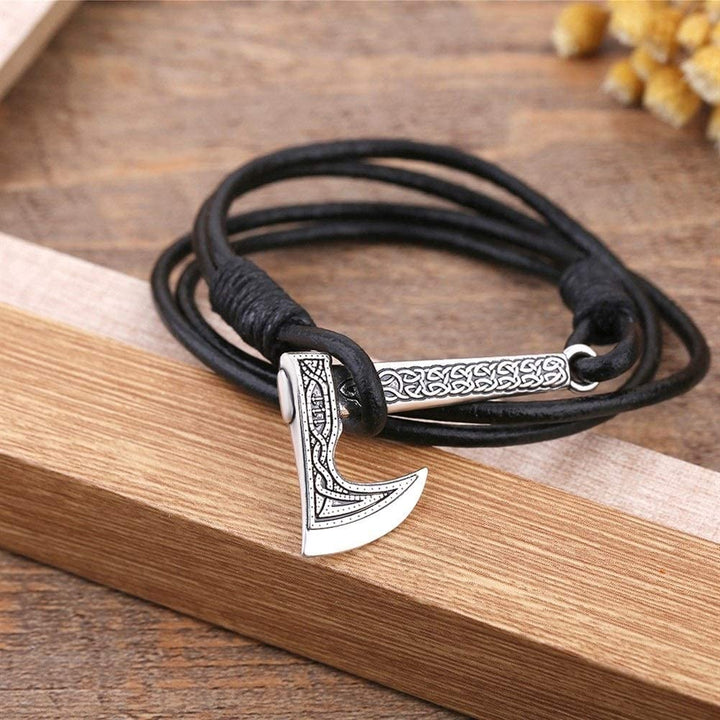 Viking Axe Wrap Leather Bracelet