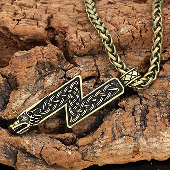 Viking Necklace - Gold-trimmed Yggdrasil in Jormugandr Circle - Valhalla  Vikings