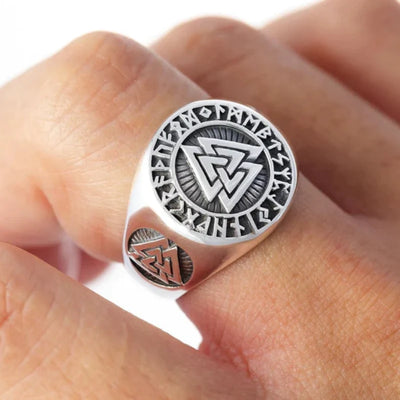 Viking Ring - Silver Valknut Symbol