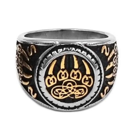 Viking Ring - Gold-trimmed Bear Paw