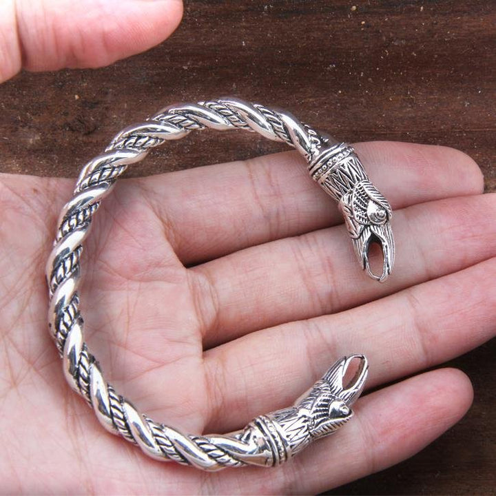 Viking Arm Ring With Huginn and Muninn Ravens