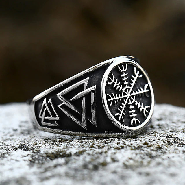 Viking Ring - Silver Aegishjalmur Knot